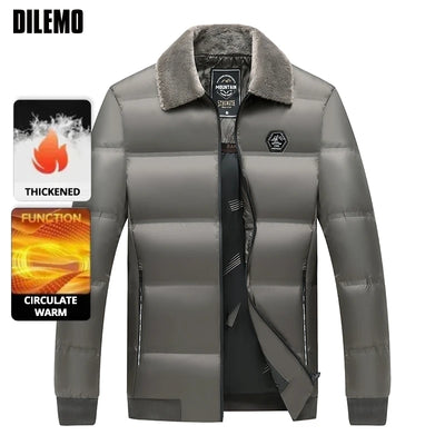 Top Grade Middle-aged Men's Bubble Puffer Parka Jacket Windbreaker Coat Winter Plus Velvet Thickened Short Outerwear