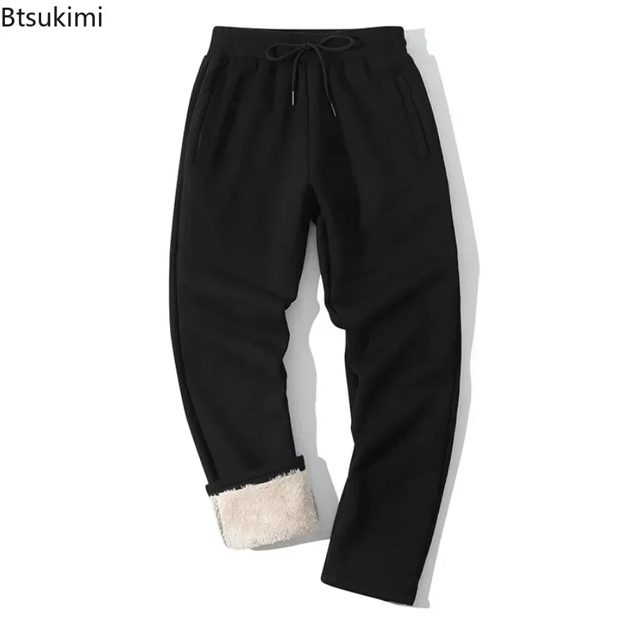 New 2025 Winter Sherpa Lined Pants Men's Thicken Thermal Jogging Sweatpants Elastic Waist Fleece Casual Trouser with Drawstring