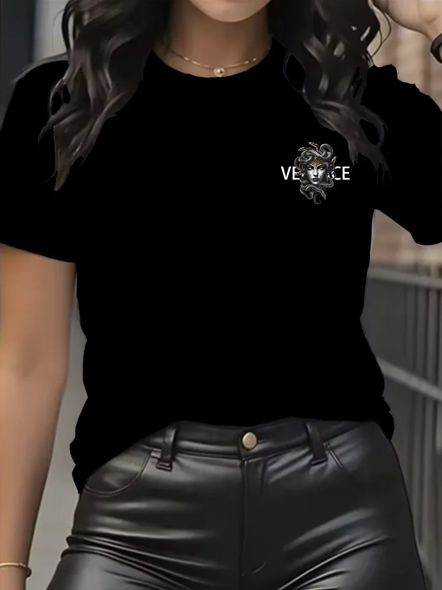 New Women's Luxury T-shirt High quality cotton casual T-shirt Summer Women's designer short sleeve retro trendy T-shirt T-shirt