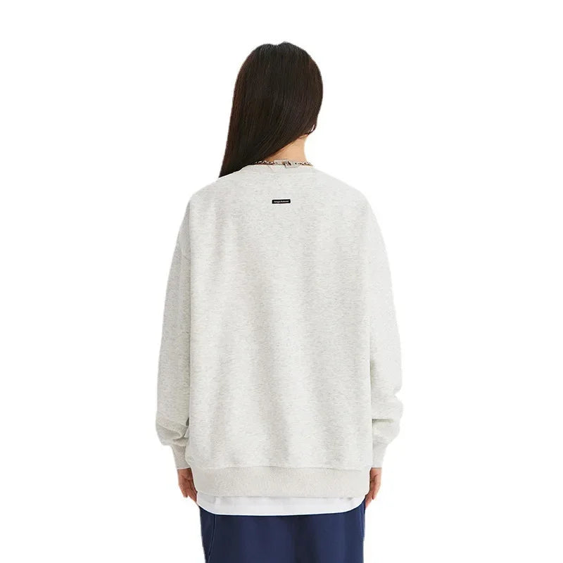 Casual Loose Long Sleeve round Neck Sweatshirt Embroidery for Men Autumn Fashion Brand Couple Matching Comfortable Streetwear