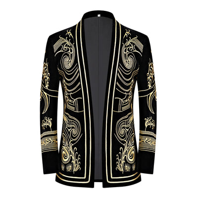 2025 European and American Heavy Full Embroidery Buttonless Blazer Men, Photography Studio Party Wedding Suit  Jackets for Men