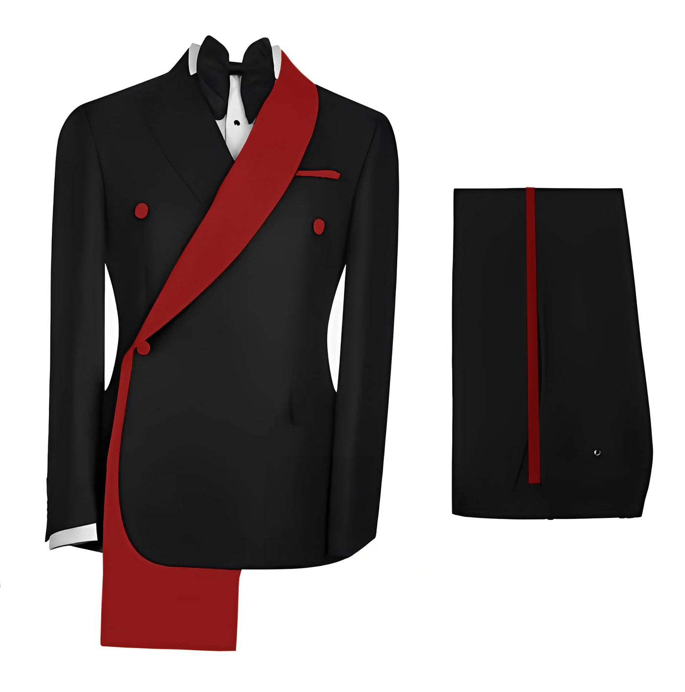 Fashionable Men's Suit 2 piece Set Black Jacket With Gold Collar Wedding Groom Tuxedo Classic Men's Tailored Blazer Pants