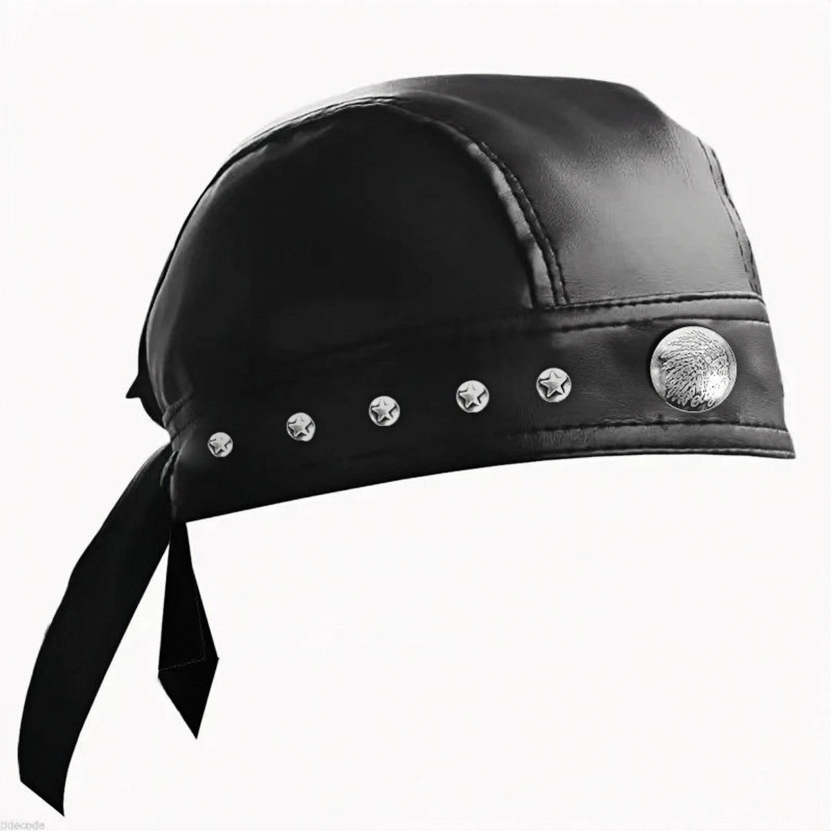 Black Leather Skull Bandana Motorcycle Helmet – Edgy Halloween Gift for Urban Biker Cosplay