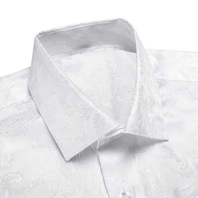 Jacquard Silk Mens Shirts Pink Blue Red Green Gold Long Sleeve Single Breasted Lapel Shirt Blouse Outerwear Wedding Business