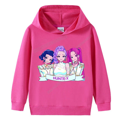 K-pop Demon Hunters Hoodies Girl Thin Hooded Sweatshirt Autumn Tracksuit Hood Sportswear Long Sleeve Pullover Kids Clothing