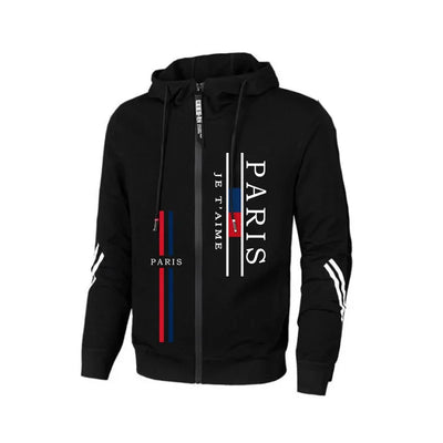 Paris Fashion Men's Tracksuit Zip-up Hoodie Black Sweatpants Autumn Winter Daily Casual Sporty Jogger Set Gym Fitness Sportswear