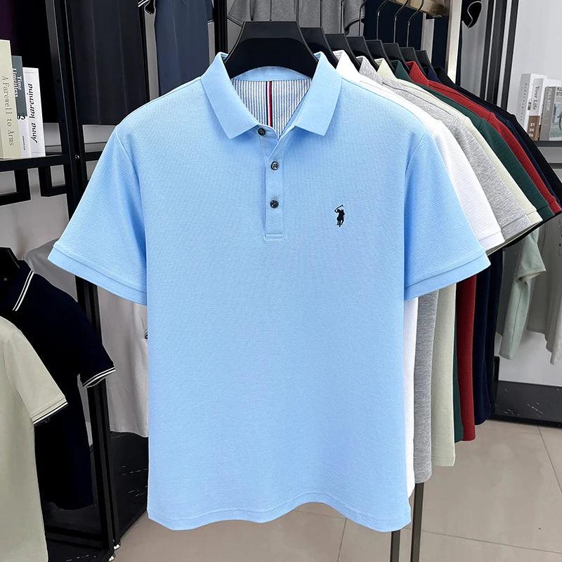 100% pure cotton high-end brand men's short sleeve polo shirt summer fashion original pony embroidery golf Paul  casual T-shirt