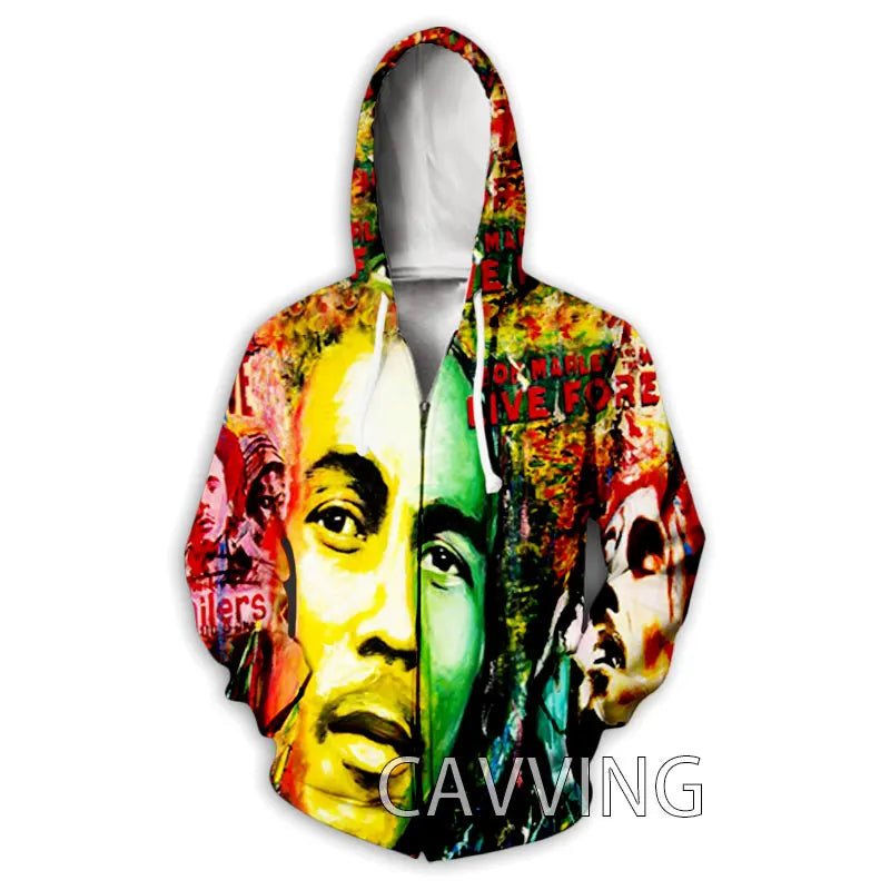 New Fashion 3D Print BOB MARLEY  Zipper Hoodies Zip Up Hooded Sweatshirts Harajuku Hoodie Hip Hop Sweatshirts  H02