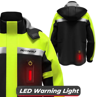 Raincoat Suit LED Alert Waterproof Cap Rain Jacket Pants Split Reflective Impermeable Outdoor Motorcycle Riding Cycling UTV ATV