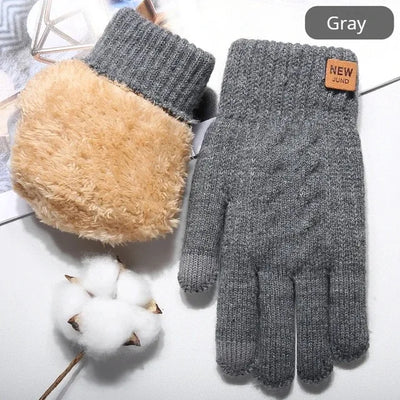 Winter Touch Screen Knitted Warm Glove Outdoor Anti Slip Cycling Driving Cold Proof Five Finger Glove Fashion Solid Glove Unisex