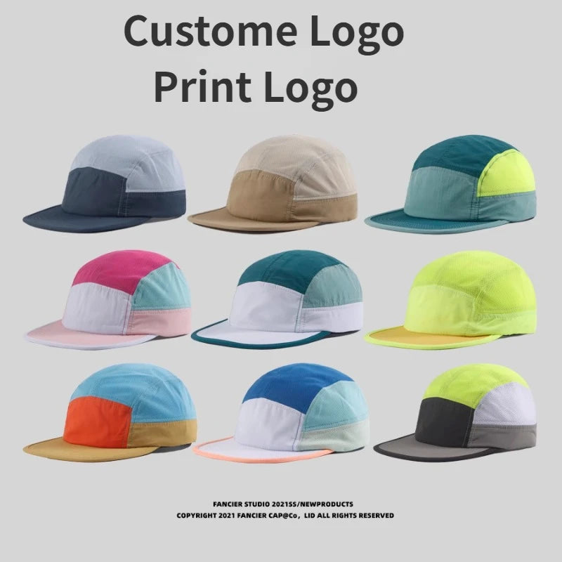 Custome Logo Personalized Quick-drying Five-panel Flat-brimmed Hat Men and Women Outdoor Breathable Sports Sunshade Baseball Cap