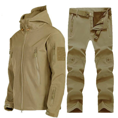 Men's Winter Waterproof Suit Hiking Tracksuit Set Softshell Jackets Camping Coat Tactical Pants Fishing Fleece Trousers