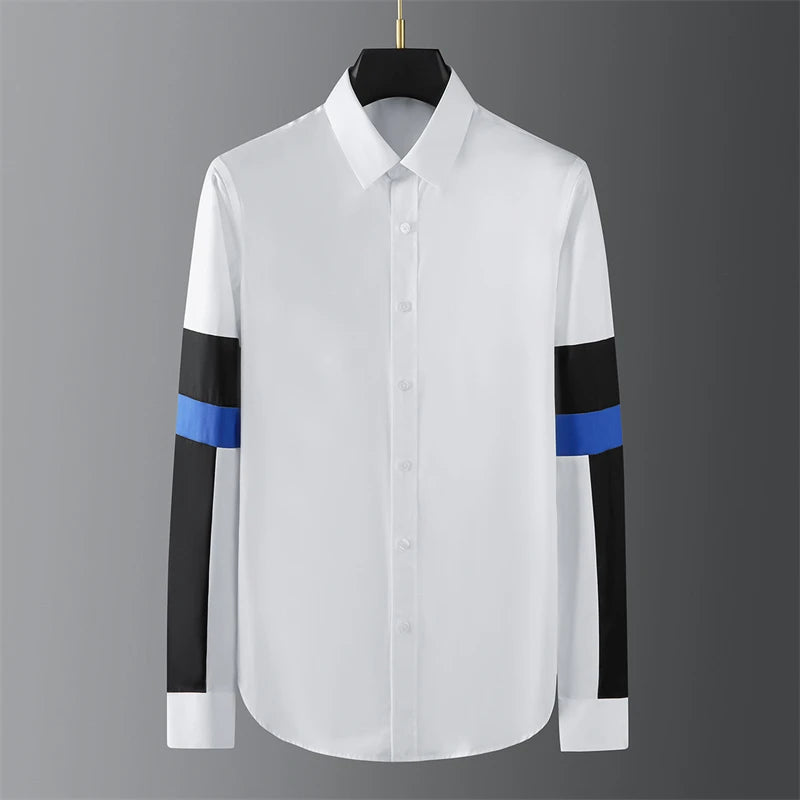 High-end men's shirt printed men's shirt long-sleeved lapel shirt daily outdoor shopping comfortable fabric large size xs-6xl