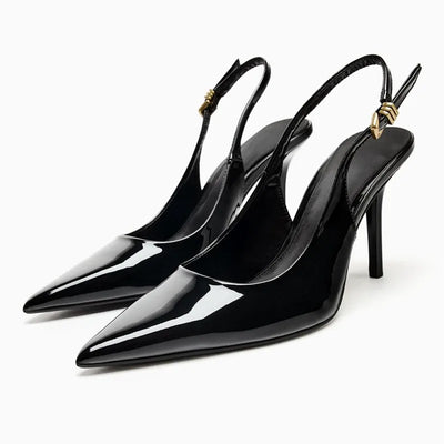 Luxury Brand Designer Women Pumps Sexy Pointed Toe Metal Buckle Design Elegant Dress Heels Ladies Fashion Wedding Bridal Shoes