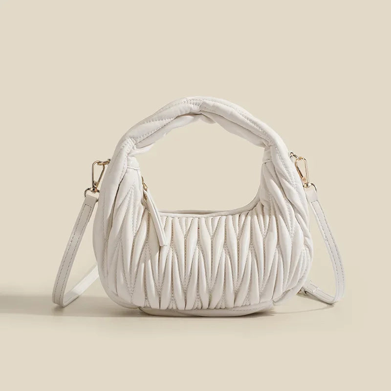 Fashion bag shoulder 2025 crossbody bag new cloud pleated armpit high-end crescent shaped handbag