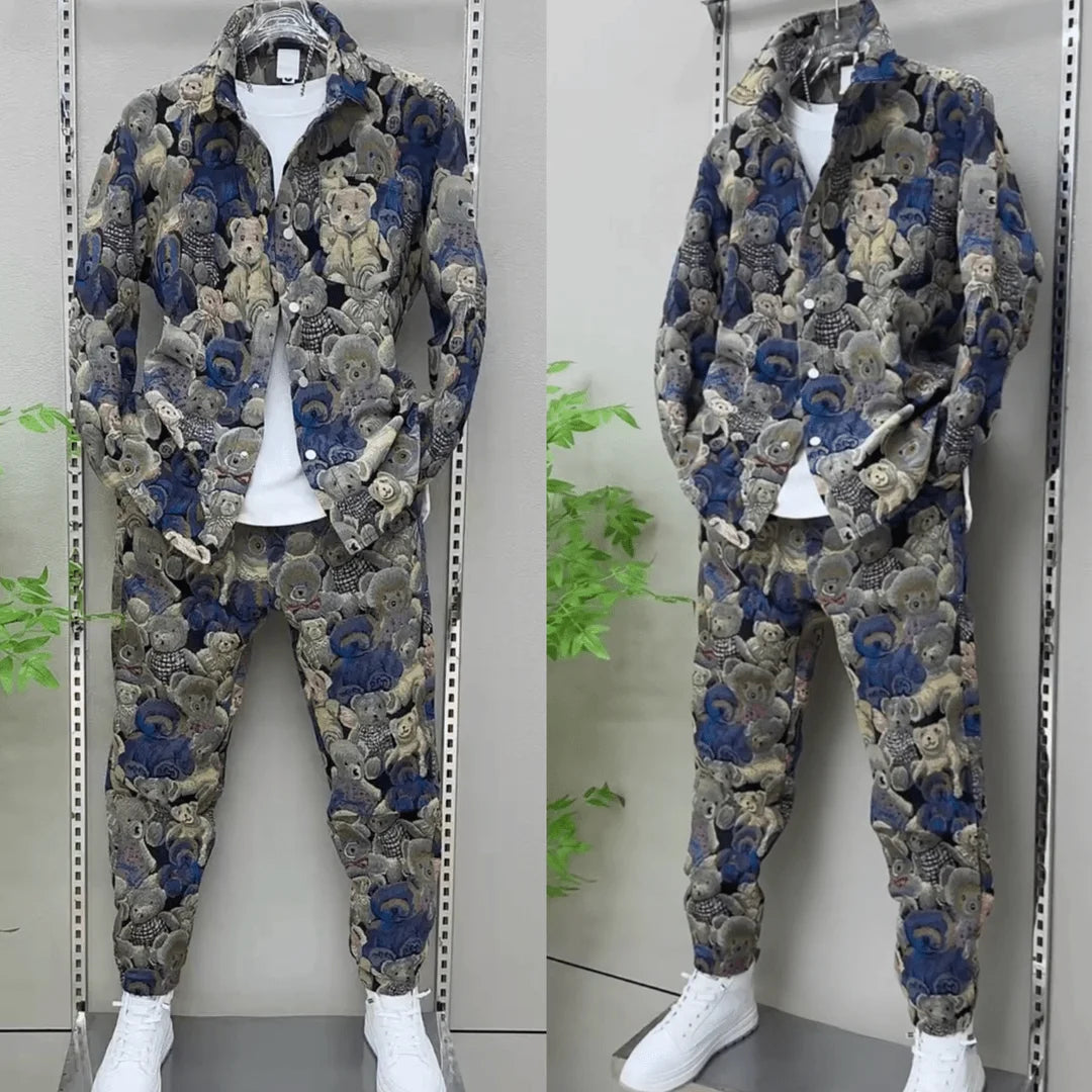 Men's Casual Pants Sports Jacket Fashionable Teddy Bear Jacket Trendy and Versatile Couple Style Set