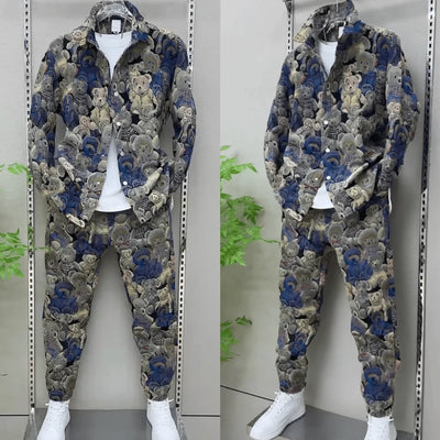 Men's Casual Pants Sports Jacket Fashionable Teddy Bear Jacket Trendy and Versatile Couple Style Set