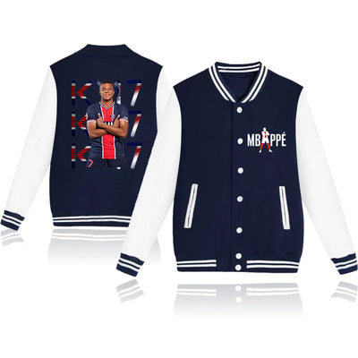 New Cool Mbappé Pattern Printed Baseball Shirt Outdoor Street Mbappé Sweatshirt Jacket Top