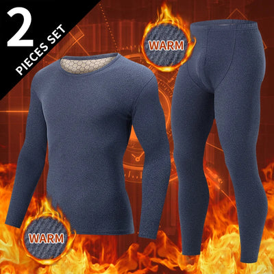 2-Piece Men's Fashion Autumn Clothes And Long-sleeved Trousers Set For Teenagers' Thermal Underwear At The End Of Autumn And Win