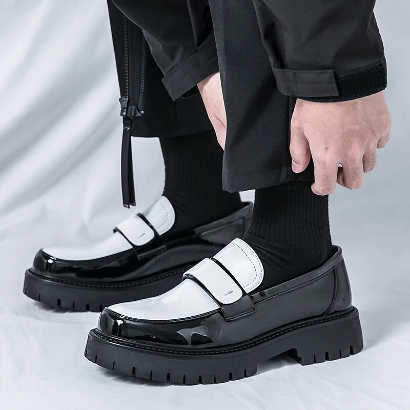 Fashion High-quality Loafers Men Round Head Shoes Business Formal Designer Leather Shoes Slip-on Thick Soled Party Wedding Shoes