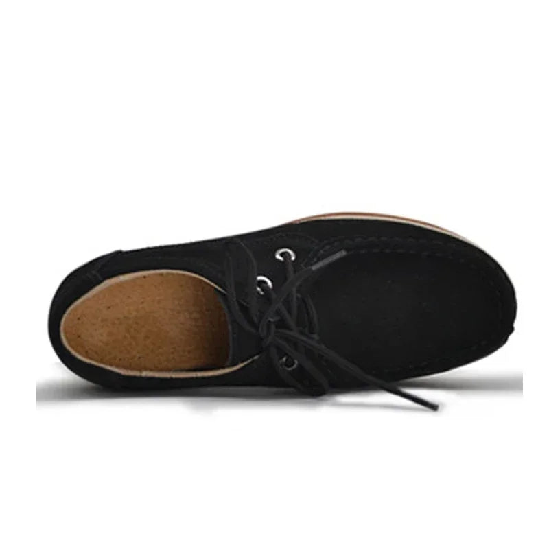 2025 Spring  women's flat platform sneakers leather suede shoes woman loafers shoes