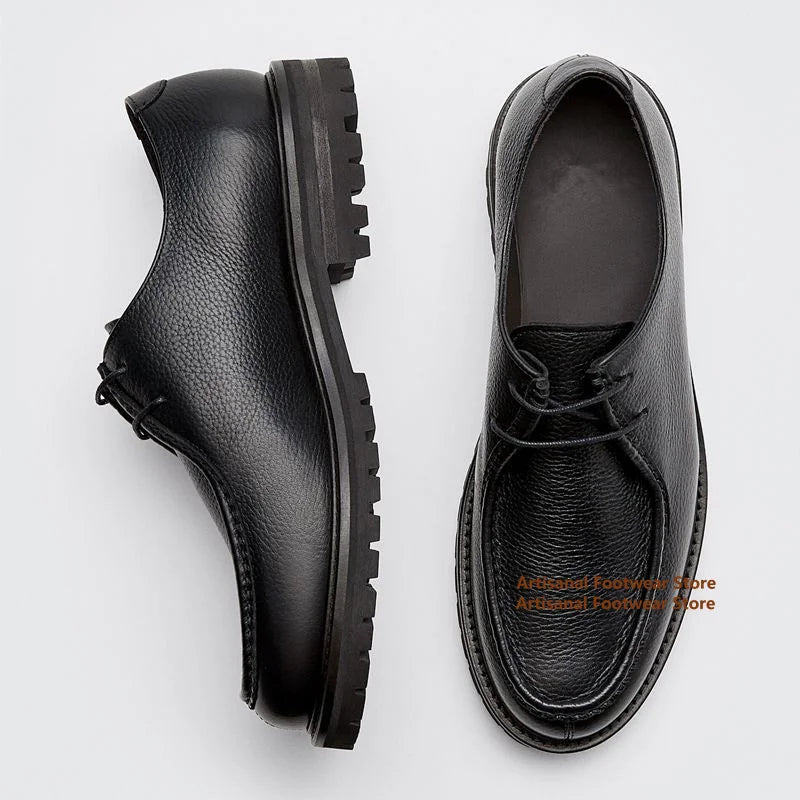 Brown Suede Derby Shoes Thick-Soled Lace-Up Casual Shoes Men's Leather Dress Shoes Office Formal Shoes Men's Leather Shoes