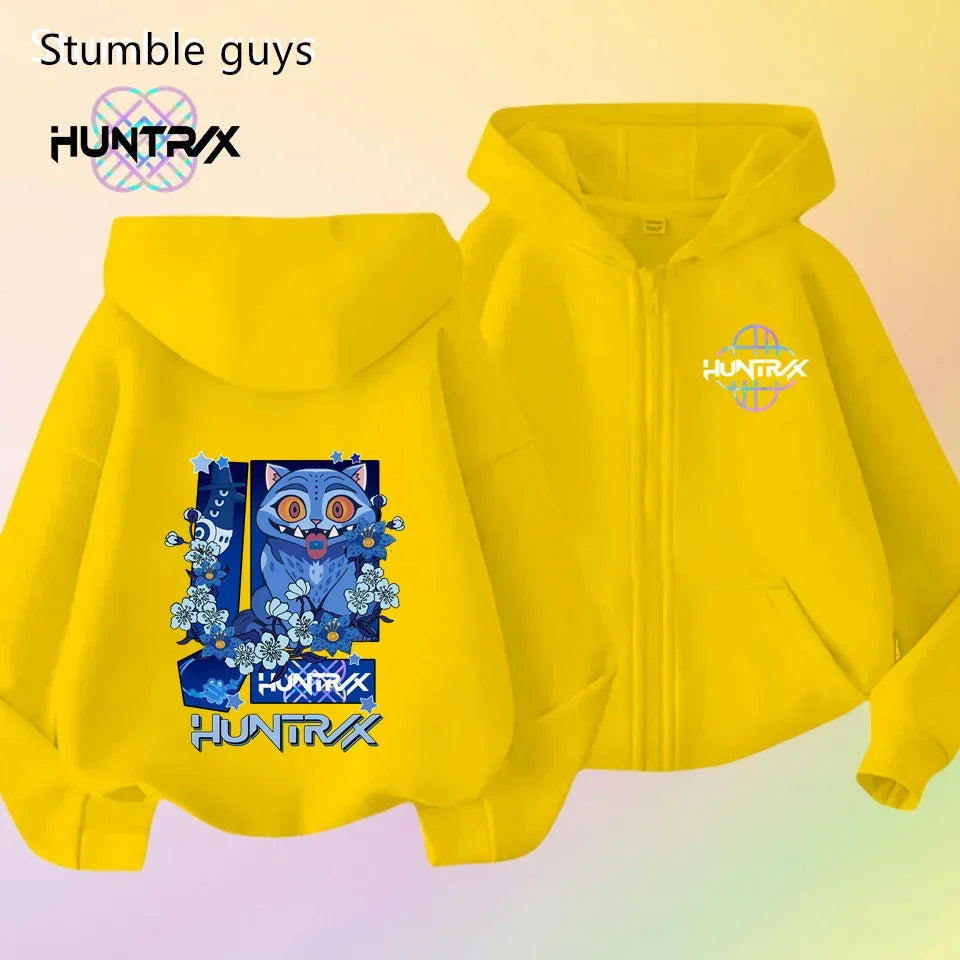 Autumn New KPop Demon Hunters Kids Boys Girls Zipper Hoodie Long Sleeve Sweatshirt Anime Clothes Trendy