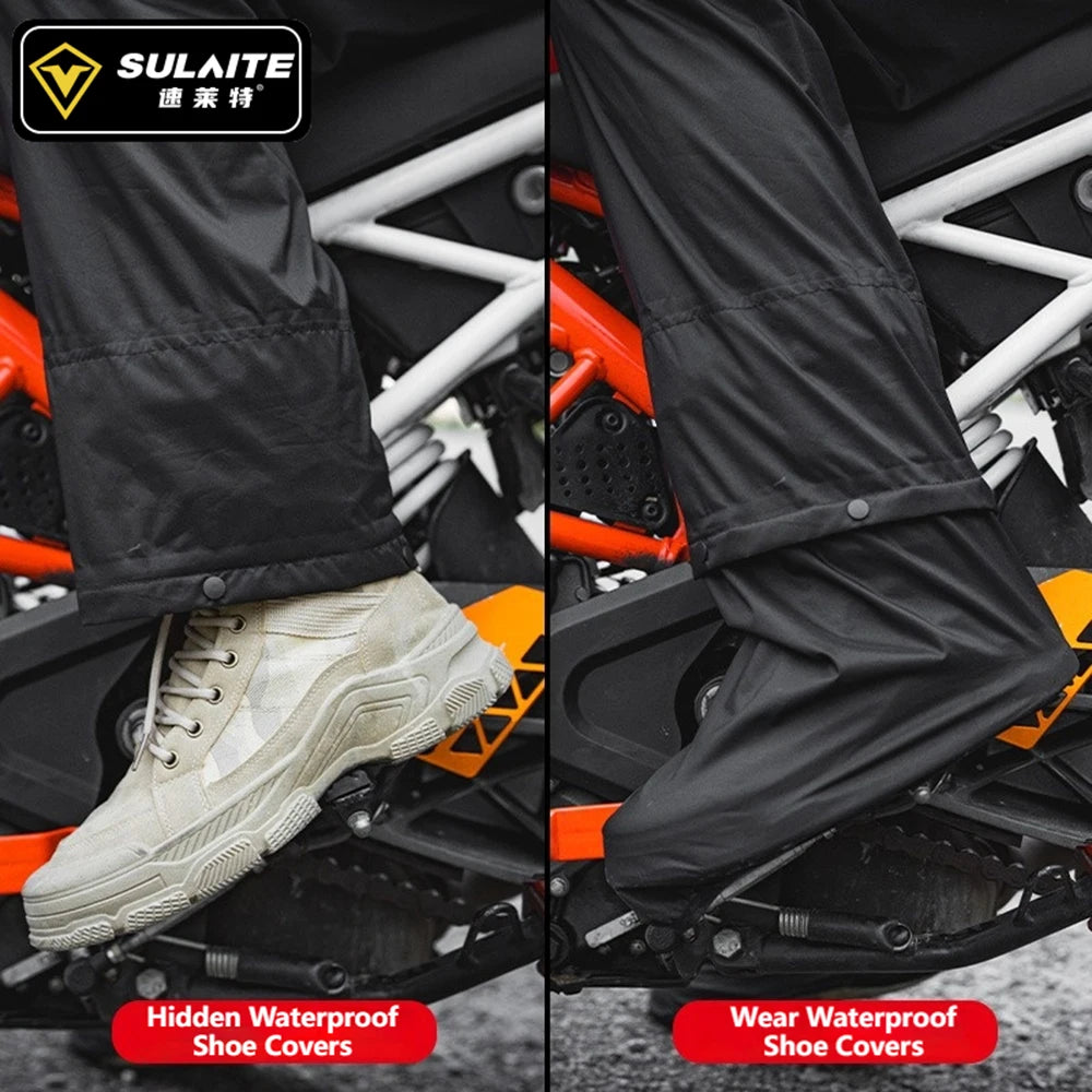 SULAITE Motorcycle Rain Suit Men Women Rain Gear Waterproof Protective Rain Coat with Pants 2 Pieces Breathable Outdoor