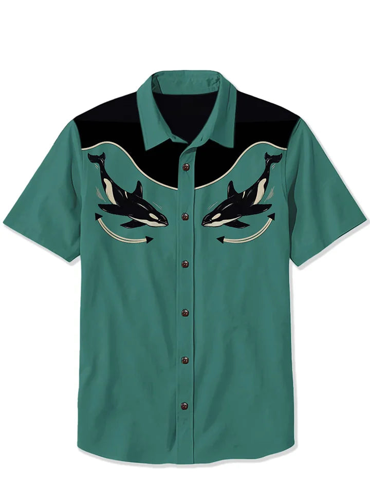 2025 Men's Summer Western Cowboy Style Summer Comfortable Breathable Elegant Art Shirt High Quality Button Top Ropa Para Hombre