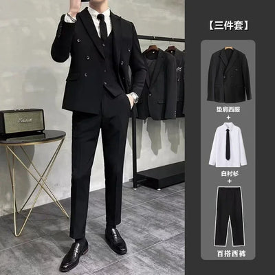 Wedding 2 Piece Outfit Set Male Slim Fit Full Men's Suits and Blazers Dress Formal Groom Clothes Elegant Spring Autumn Luxury
