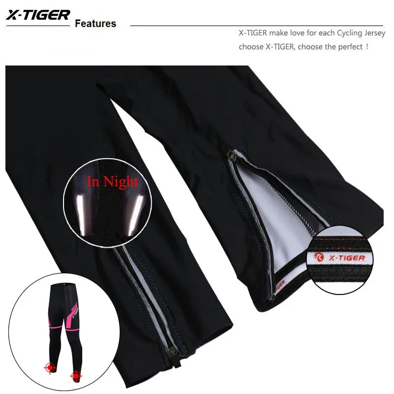 X-TIGER Women Cycling Pants MTB Bike Cycling Trousers Anti-sweat Anti-shock 5D Anti-Slip Padded Gel Racing Bicycle Sport Pants