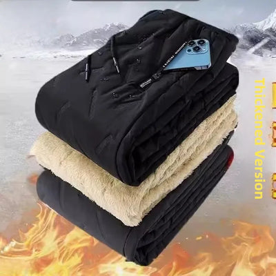 Thiened Lamb Velvet Men's Winter Outdoor Cold-resistant Warm Fce Lined Pants Large Size down Cotton Pants