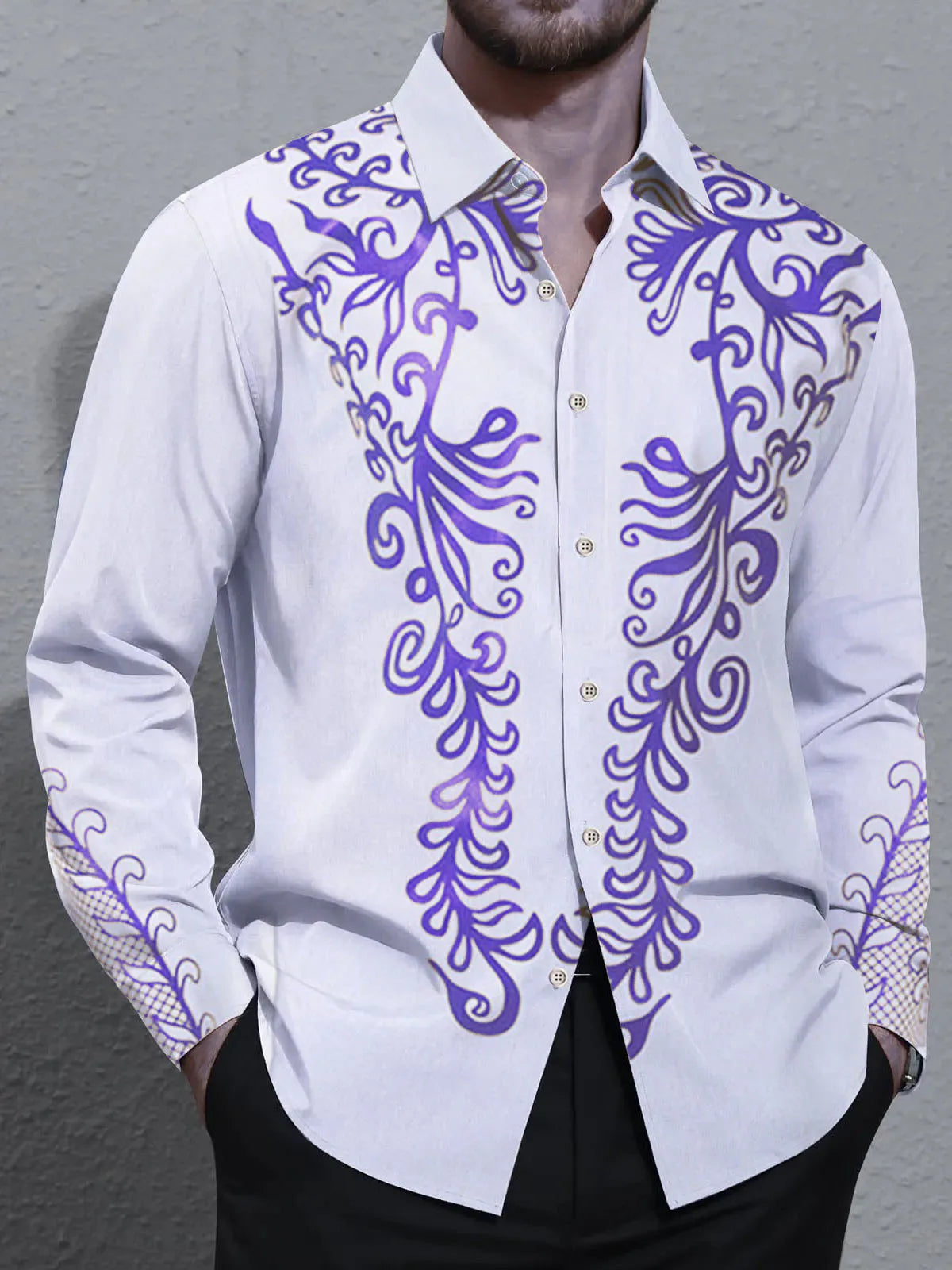 Men's shirts, button down shirts, casual shirts, spring and summer, printed long sleeves, daily, fashionable, comfortable