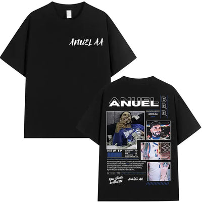 Rapper Anuel AA Real Hasta La Muerte Tour 2025 new Album T Shirts Men's Hip Hop gothic T-Shirts 100%  Short Sleeve T-Shirt