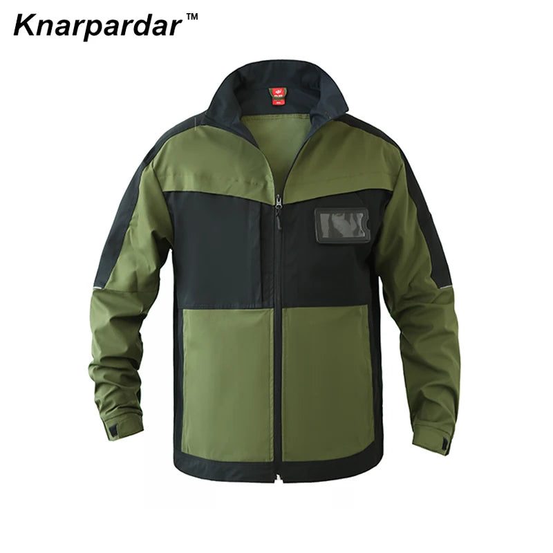 Men's Green Blue Work Suit Work Jacket and Pants with Knee pads Construction Maintenance workers Auto Repair Workwear