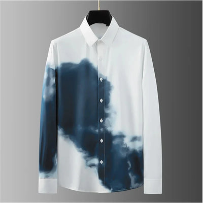 Luxury Letter Print Shirt Men's Long Sleeve Slim Fit Casual Shirt High Quality Fashion Korean Extra Large Size Men's Clothing