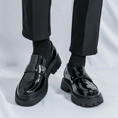 Fashion High-quality Loafers Men Round Head Shoes Business Formal Designer Leather Shoes Slip-on Thick Soled Party Wedding Shoes