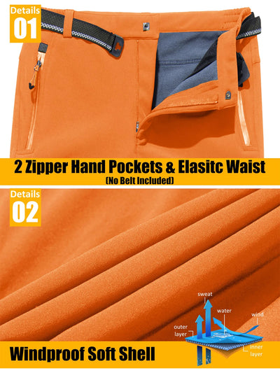 MAGCOMSEN Softshell Ski Pants Mens Winter Warm Fleece Lined Snow Trousers Waterproof Windproof Hiking Outdoor Thermal Pants