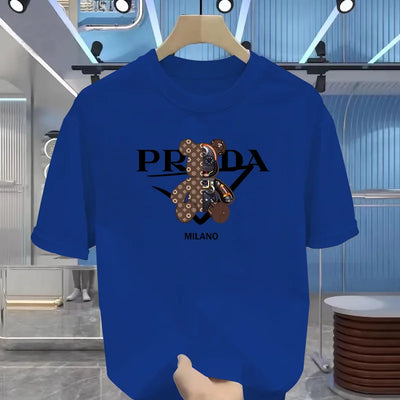 Men's luxurious printed summer high-quality T-shirt 100% pure cotton, relaxed and loose fit, stylish and unique, round neckline