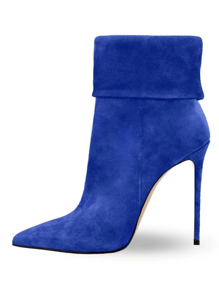 Minimalist Pointed Cuff Boots Women Party Wear Sleek Heels Side Zip Fashion Western Style Chic Pointy Toe Daily Footwear