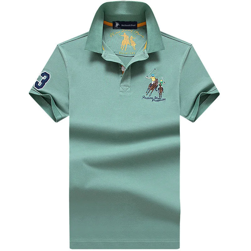 Summer Polo Shirt Men Cotton Casual Embroidery Polo T Shirt Solid Short Sleeve Lapel Button Shirt Business Fashion Designer Male