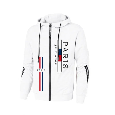 Paris Fashion Men's Tracksuit Zip-up Hoodie Black Sweatpants Autumn Winter Daily Casual Sporty Jogger Set Gym Fitness Sportswear