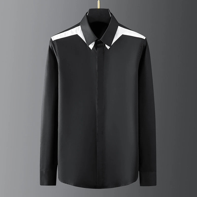 High-end men's shirt printed men's shirt long-sleeved lapel shirt daily outdoor shopping comfortable fabric large size xs-6xl