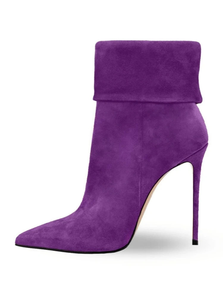 Minimalist Pointed Cuff Boots Women Party Wear Sleek Heels Side Zip Fashion Western Style Chic Pointy Toe Daily Footwear