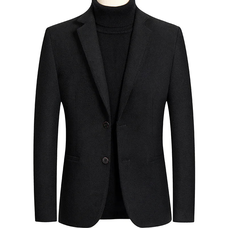 New Men's Wool Blazers Male Suit Jacket Oversized Solid Business Casual Winter Jacket Men Clothing Wedding Suit Coat 4XL A5FJ002