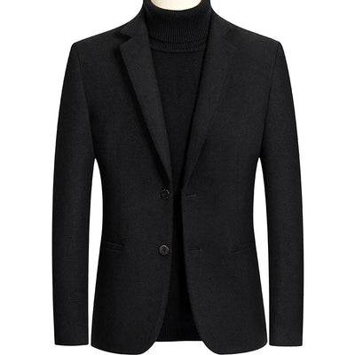 New Men's Wool Blazers Male Suit Jacket Oversized Solid Business Casual Winter Jacket Men Clothing Wedding Suit Coat 4XL A5FJ002