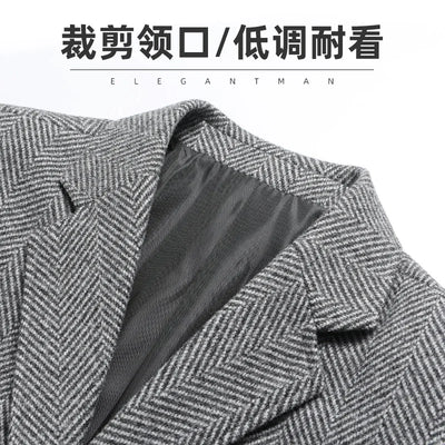 Mens Blazer Fashion Business Handsome Gentleman Korean Version of British Style Leisure Slim Solid Color Wedding Work Blazer