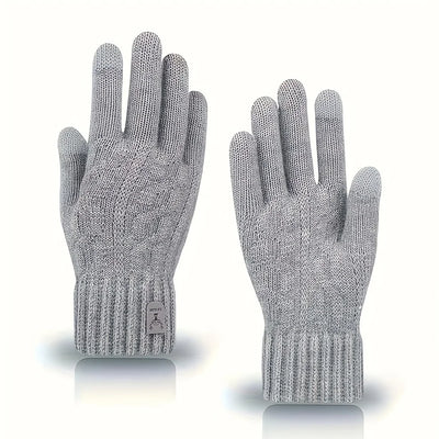 Winter Touch Screen Knitted Warm Glove Outdoor Anti Slip Cycling Driving Cold Proof Five Finger Glove Fashion Solid Glove Unisex