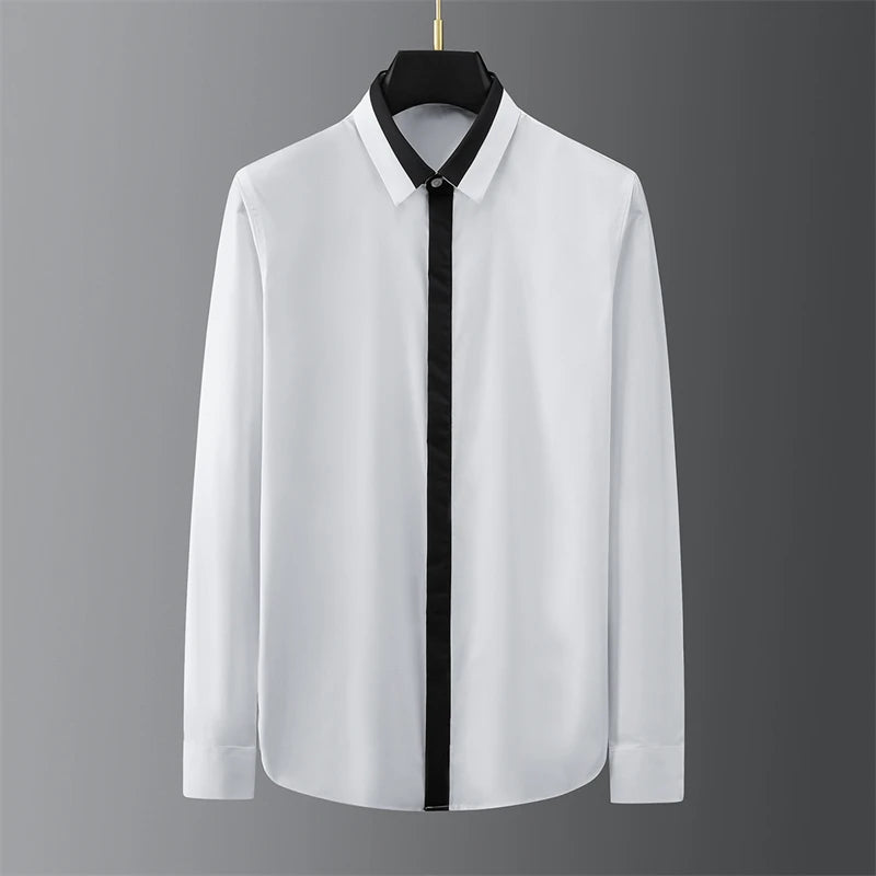 High-end men's shirt printed men's shirt long-sleeved lapel shirt daily outdoor shopping comfortable fabric large size xs-6xl