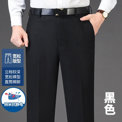 Autumn and Winter Men Thick Woolen Cloth Suit Pants Casual Straight Drape Korean Fashion Business Trousers Male Clothing Q78